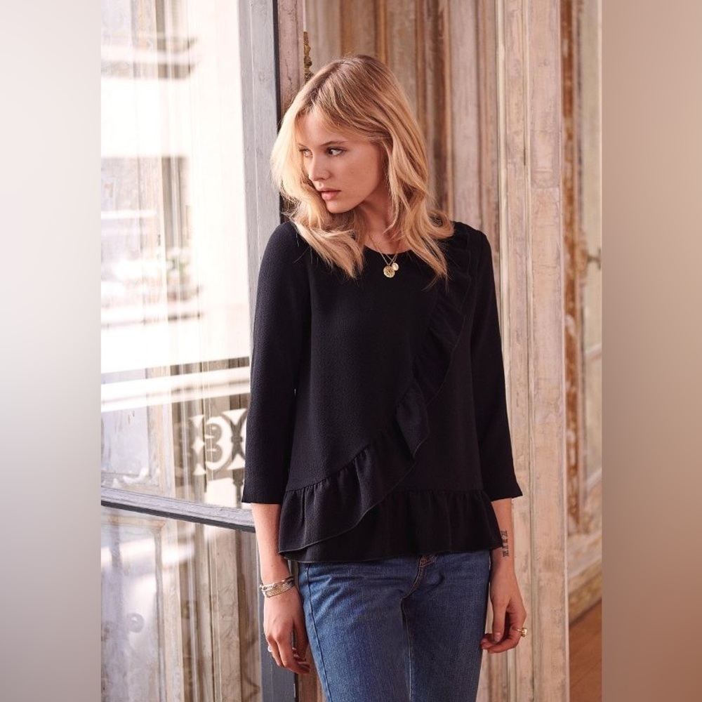 Sezane Black Blouse “Jerry” (Size 6/Size 38)